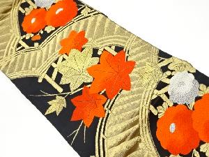 リサイクル　橋に紅葉・菊模様織出し袋帯